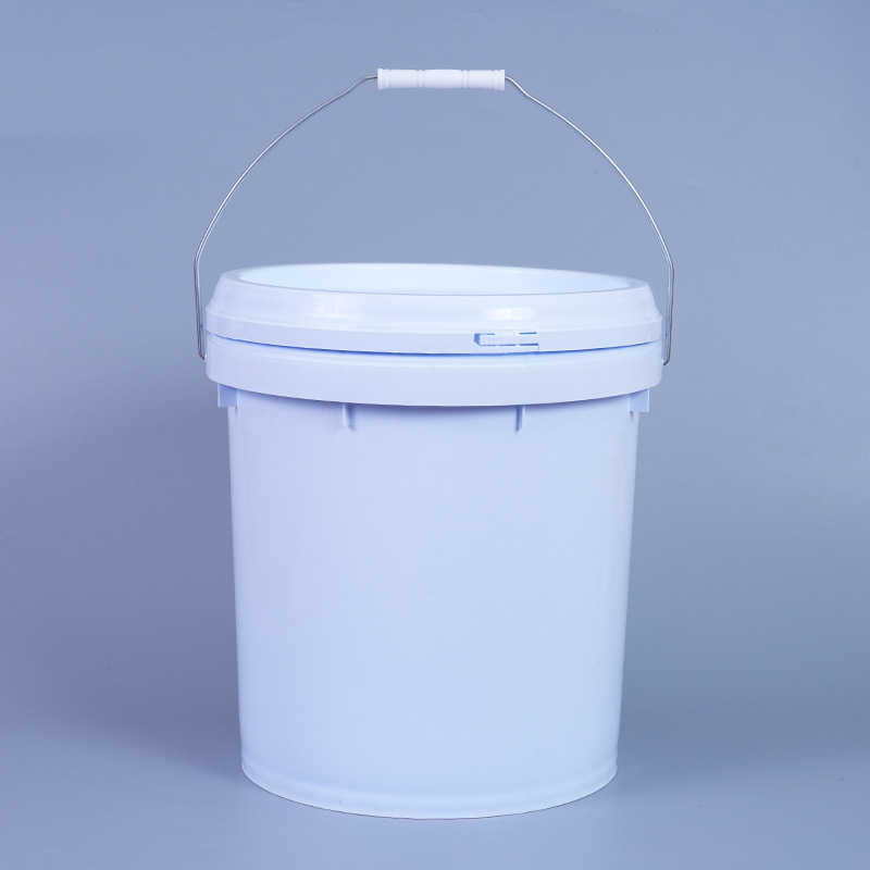 20升带盖圆形塑料桶20L加厚压盖乳胶酱料桶五金化工涂料塑料桶