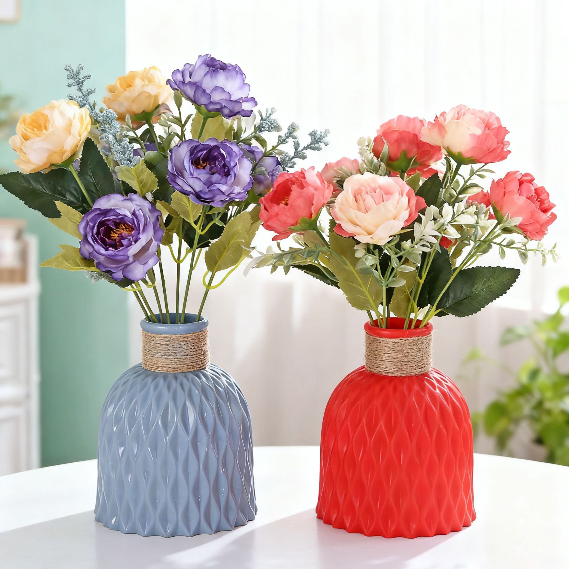 Manufacturer Wholesale Plastic Vase Water Ripple Scandinavian Ins Style Origami Vase Living Room Decoration Props Scene Layout