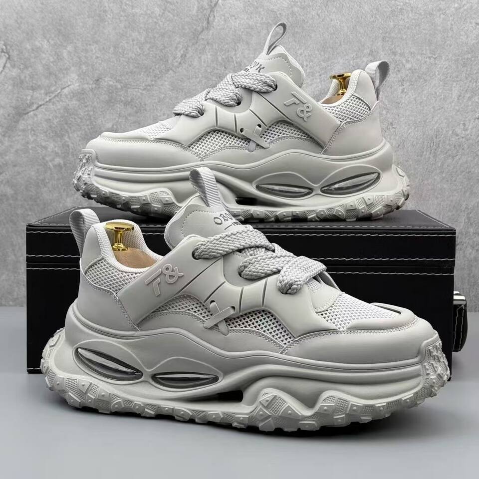 Giày thể thao nam lưới thoáng khí đế dày 3 cm kiểu sneaker năng động — YC512 màu trắng, YC512 màu đen chi tiết 2