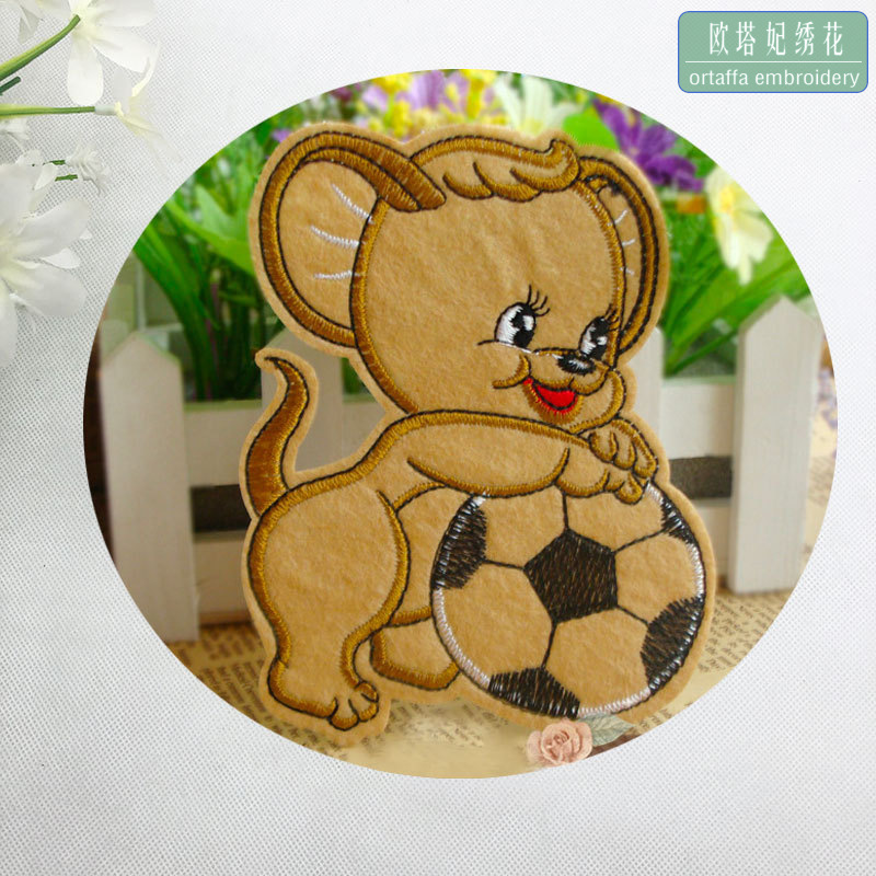 足球老鼠熨烫贴欧美外贸贴布补丁贴潮流布贴魔术绣花标志批发