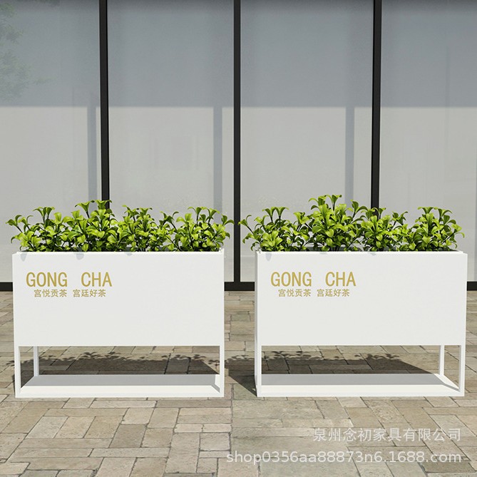 戸外鉄芸花箱組合せ販売部商店街は緑化花壇カフェ街のステンレス花溝を遮断している