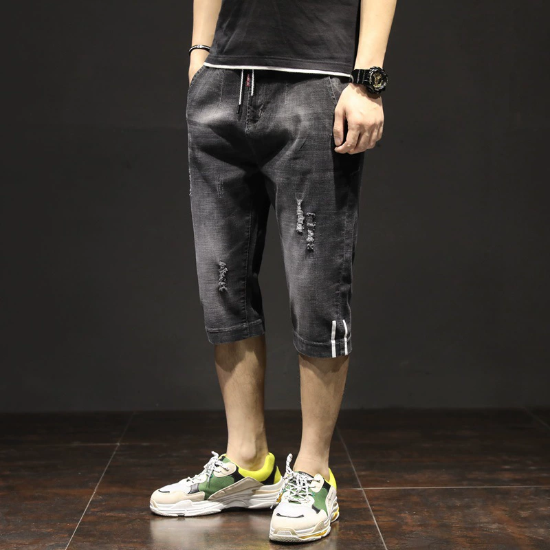Мужские летние тонкие джинсовые высокоэластичные брюки, slim fit