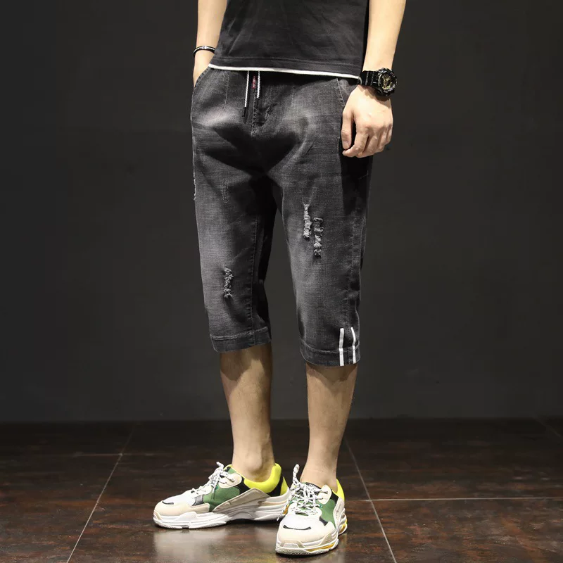 Мужские летние тонкие джинсовые высокоэластичные брюки, slim fit