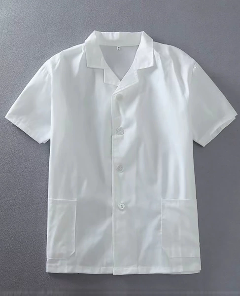 White, with short sleeve