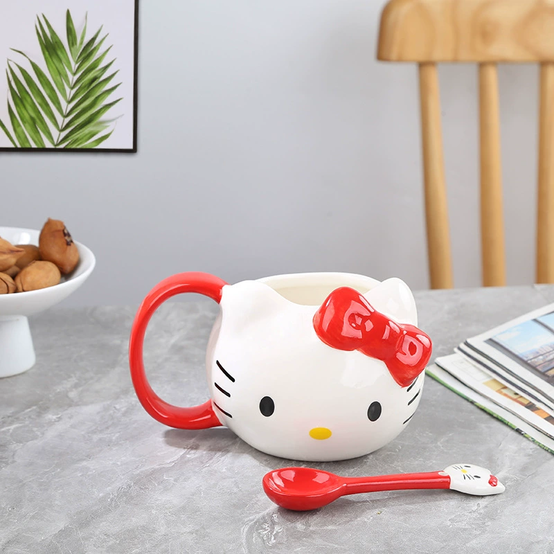 Паутина Hello Kitty, мультяшная милая вместительная керамическая чайная чашка