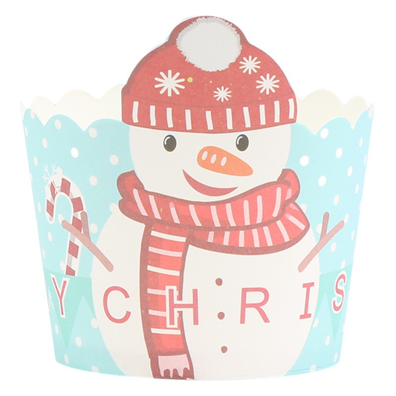 Pastel de Navidad taza de papel mecanismo taza de muffin viejo ELK redondo taza de la torta de alta temperatura resistente engrosada taza 50