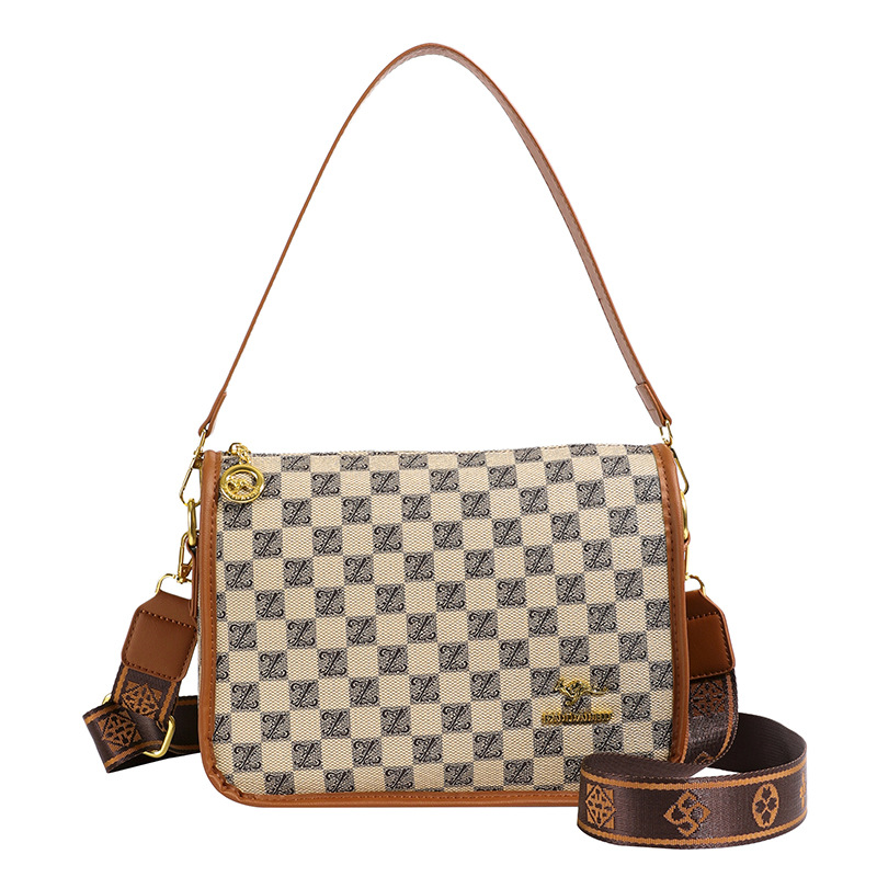 Bolso de hombro clásico de ajedrez, estilo de moda, temperamento casual, nicho de diseño de alta calidad, bolso de hombro de textura para mujeres