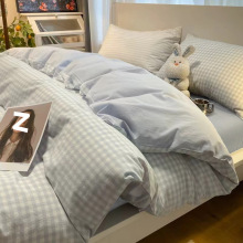 床上ins四件套水洗棉床单被套日系简约四季大宿舍床品三件套批发
