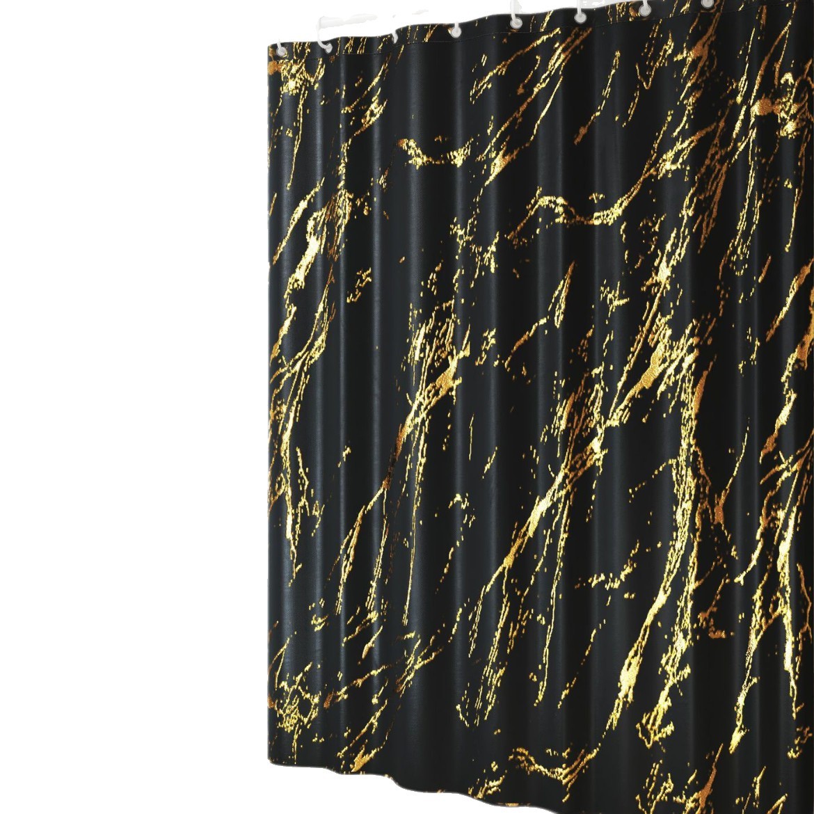 Rusia venta caliente de lujo ligero de alto nivel estampado de oro y plata estampado cortina de baño impermeable cortina de partición de baño cortina de baño sin perforación cortina de baño