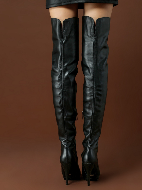 Autumn and Winter Stiletto Heel Waterproof Platform Over-The-Knee Boots Full-Grain Cowhide Extra-Long Slim Leg Thigh Boots Women's Boots