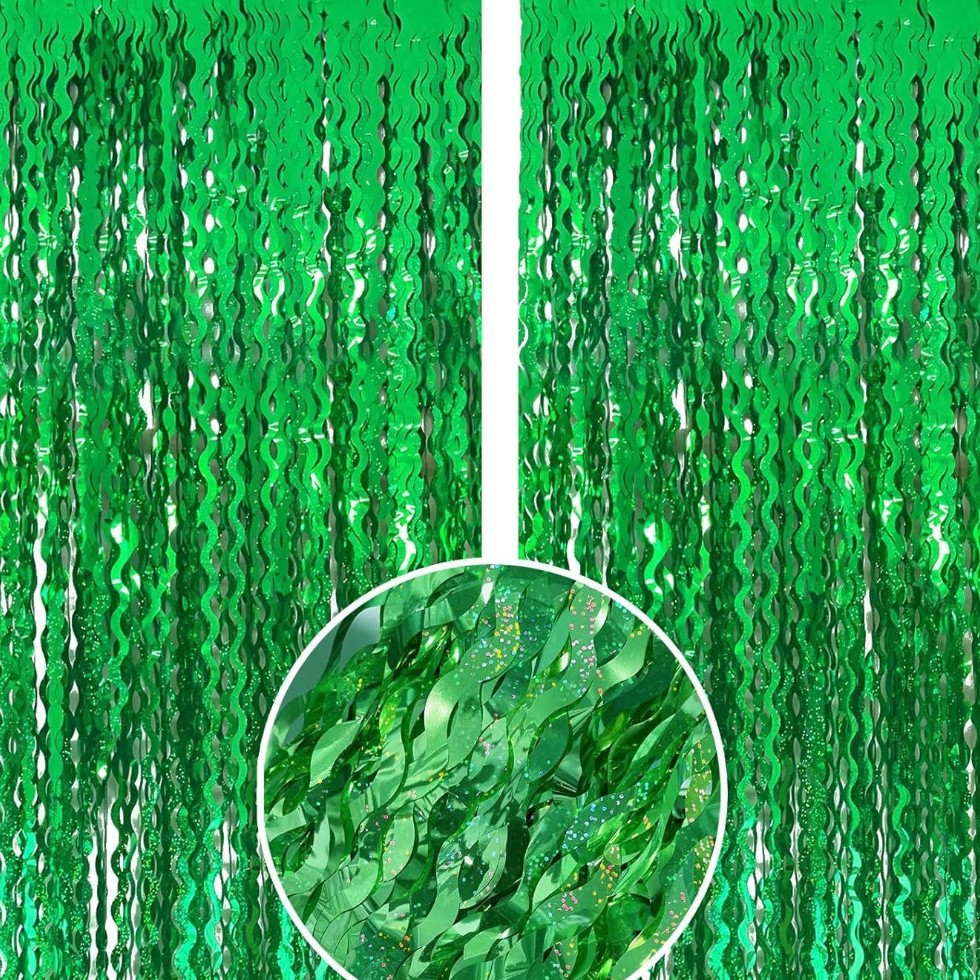 Nuevo cimitarra láser transfronteriza cortina de seda de lluvia cortina de seda de lluvia ondulada decoración de fondo fiesta de cumpleaños fotografía decoración de escena