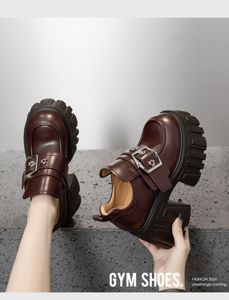 Loafers met dikke zolen, Britse stijl 2024 herfst nieuw item, sponscake veelzijdig, binnenhoogte verhogende damesschoenen,_voghion.com