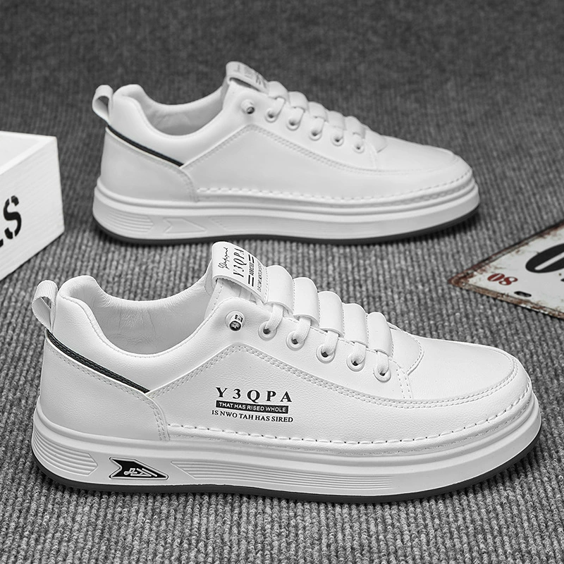 Мужская обувь 2025 весна новая доска обувь повседневная кожаная обувь мужская мода дикая доска обувь мужская рабочая обувь водонепроницаемая и нескользящая