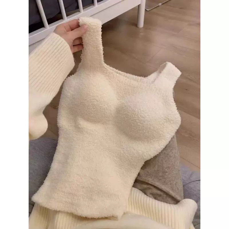 Diseño de corderos, tirantes de peluche, chalecos pequeños, mujeres invierno con terciopelo engrosado, esteras interiores y exteriores con blusas image 1