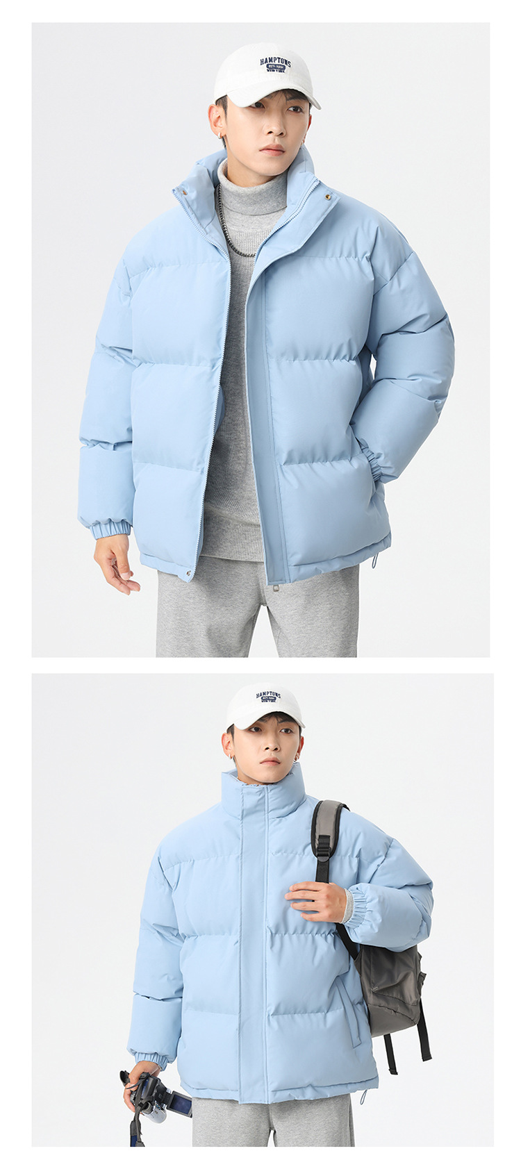 Novità invernale per uomo e donna, giacca in cotone tinta unita, ampia e comoda, da uomo_voghion.com