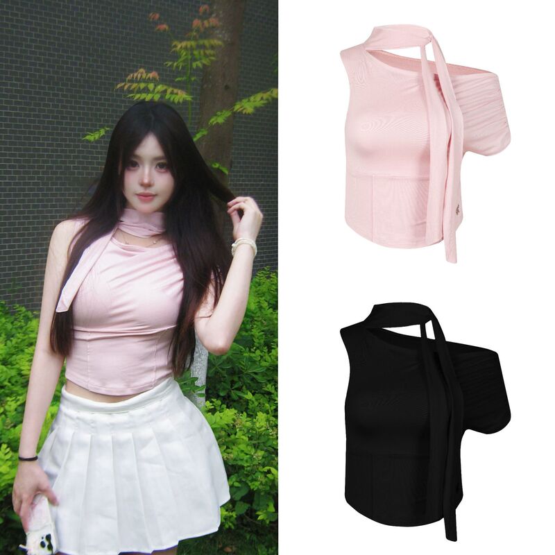 Not Your Rose Off-Shoulder Lace-Up Short Top Ins Blogger's Same Style Korean Niche Ballet Style Women's Top