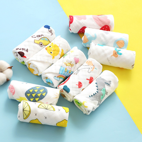 Saliva high-density six-layer gauze pure cotton square towel baby soft absorbent face towel small towel wholesale