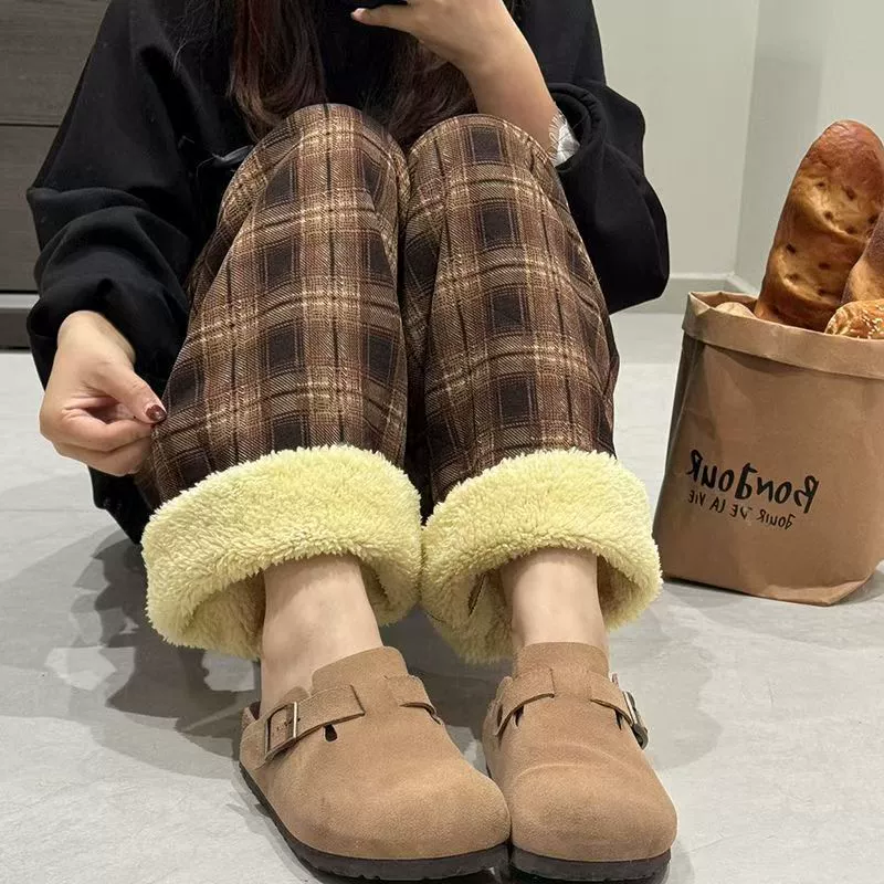  Velvet keep warm trousers, high waist