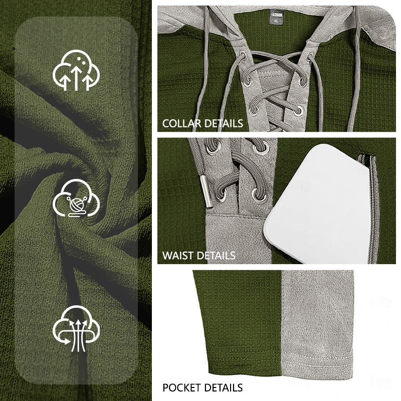 Nuevo cross-border Europa, América y Asia nuevo hombre correa chaqueta encapuchada chaqueta de color waffle chaqueta deportiva casual