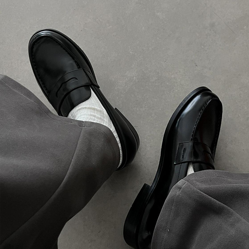Slip-On Loafers Black Derby Shoes Men's Lazy Bean Shoes Business Formal Casual British Style Leather Shoes for Men