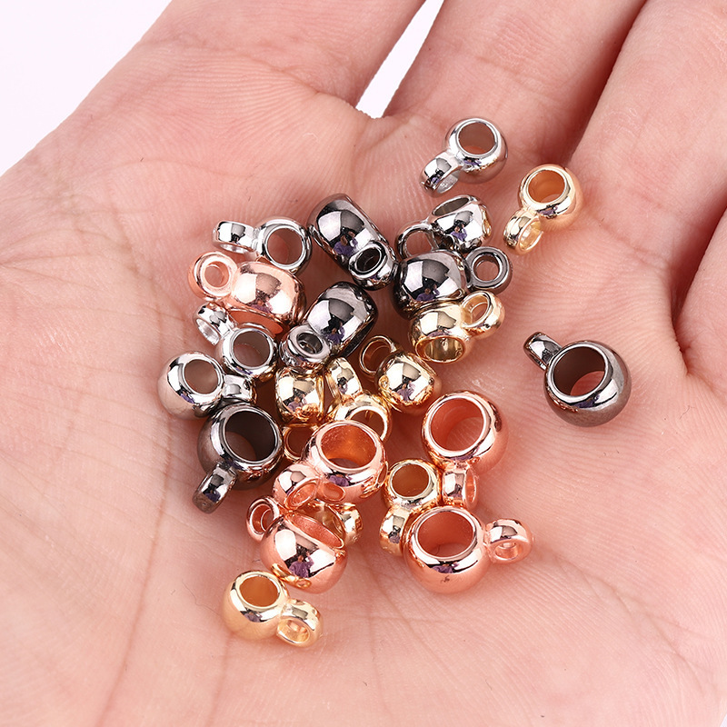 Single Hanging Large Hole Round Bead Three-Way Jewelry Accessories Ccb Electroplated Gold and Silver Gun Black DIY Bracelet Pendant Material