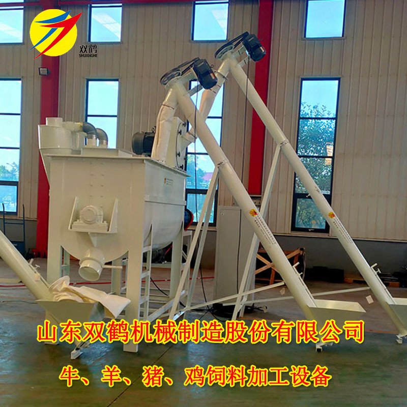 云南养猪用饲料加工成套设备 卧式粉碎搅拌机组成套价格包安装