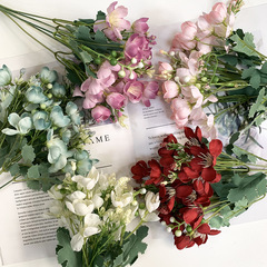 仿真小花束 人造花假花5頭小蘭花野梅花小盆栽婚慶軟裝插花絹花