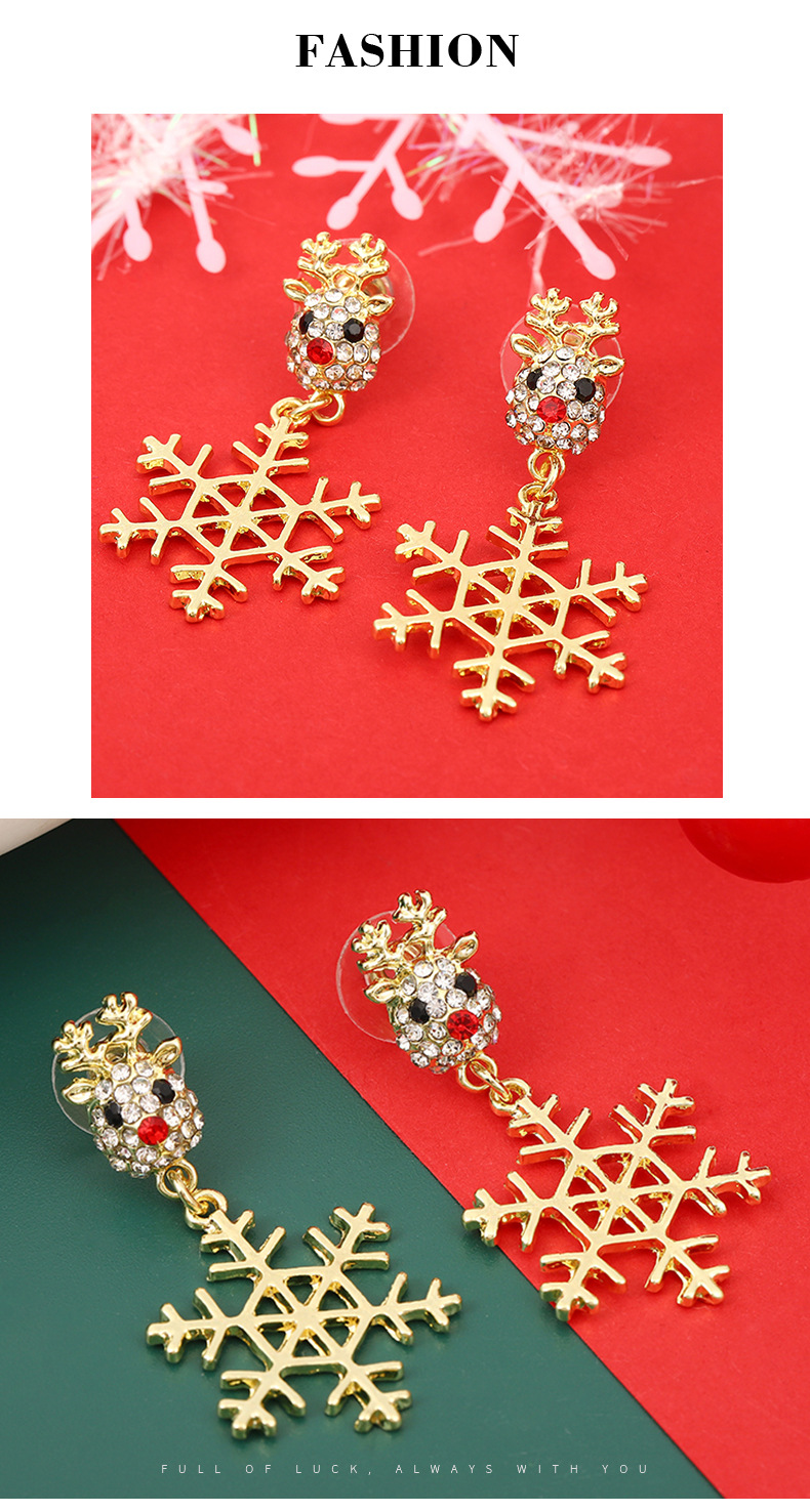 11g Weight 304 Stainless Steel Ear Needle Material Drop Earrings Classification 1 Pair Christmas Classic Style Snowflake Alloy Drop Earrings