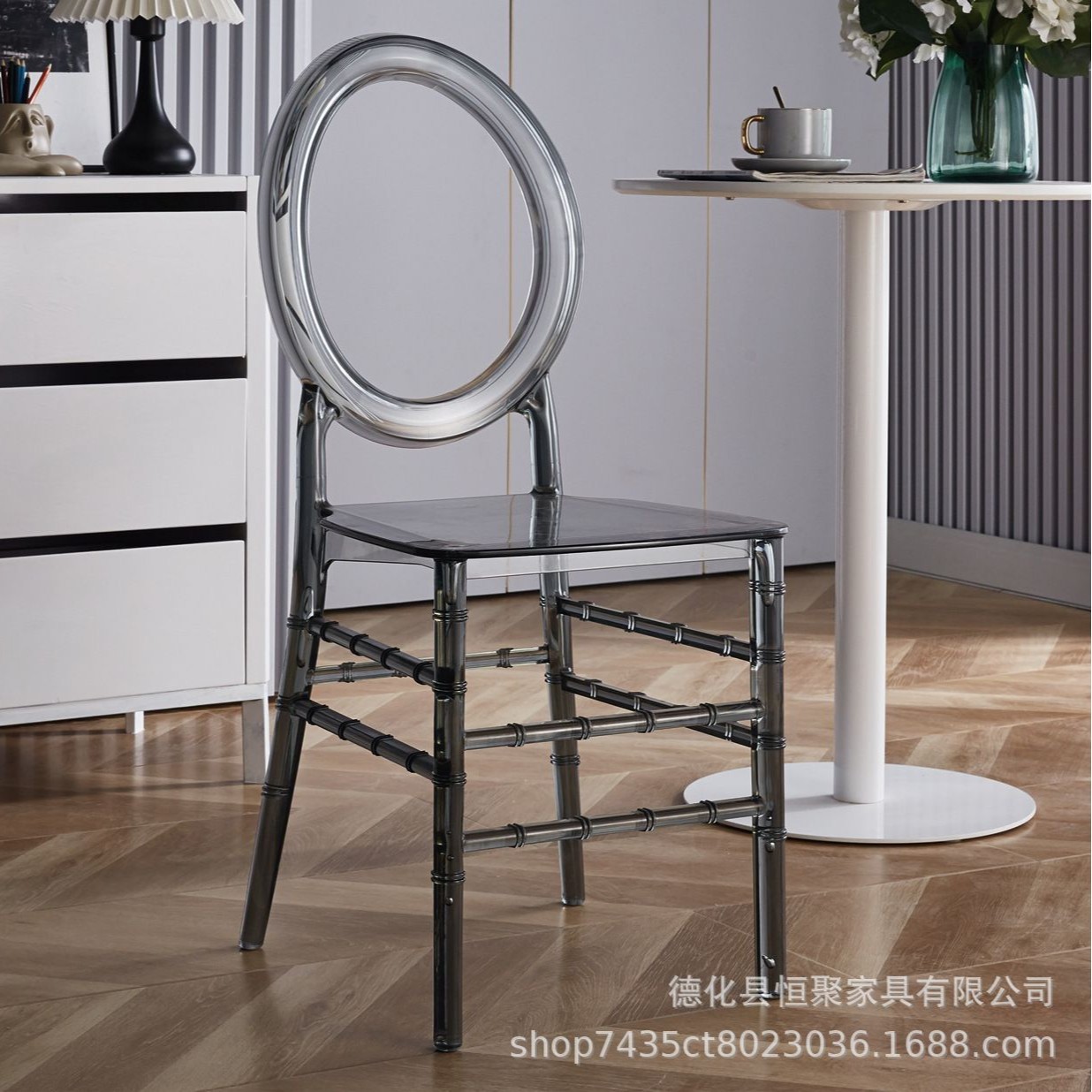 Fábrica directa de acrílico silla de comedor boda al aire libre Napoleón silla de comedor hotel banquete silla transparente