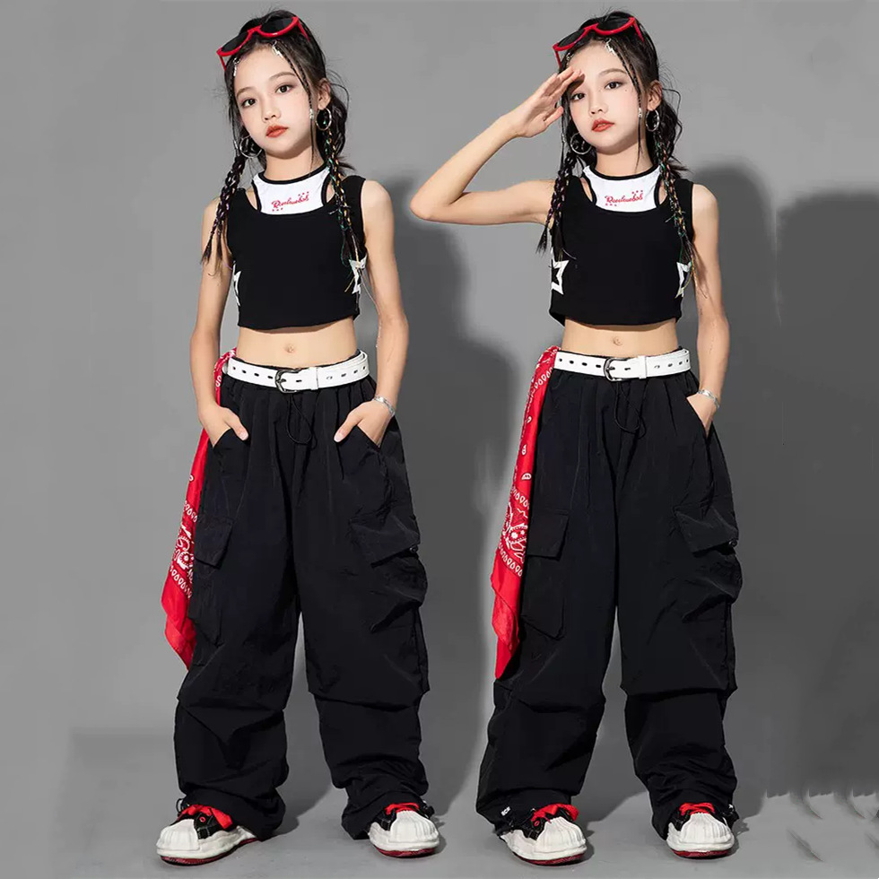 儿童舞蹈服爵士舞嘻哈jazz舞蹈服装练功服hiphop儿童街舞潮服套装-阿里巴巴