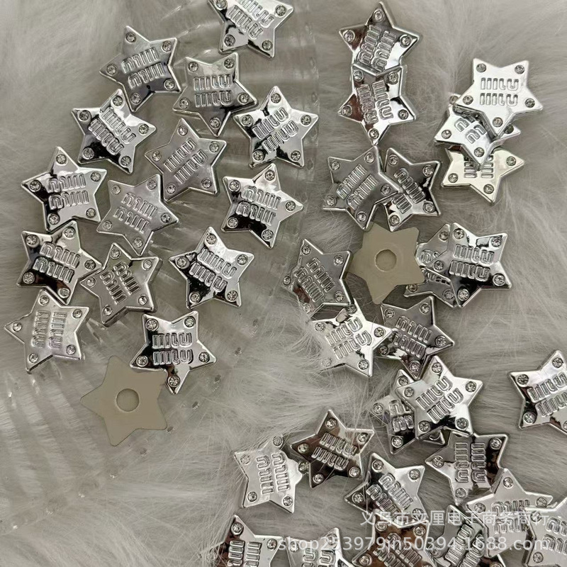 New resin silver five-pointed star nrlll with drill decoration material cream glue mobile phone case photo frame handmade material New resin silver five-pointed star nrlll with drill decoration material cream glue mobile phone case photo frame handmade material