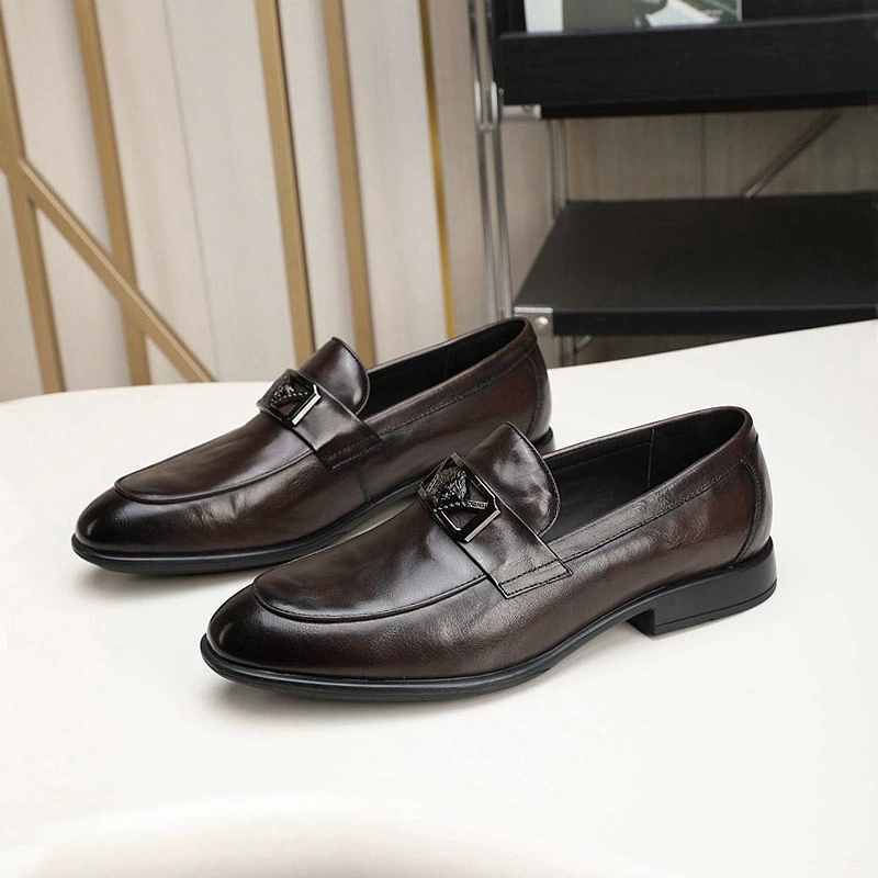 Новая мужская обувь 2025 высококлассная бизнес-обувь из кожи буффало мужская нога ленивая корейская модная кожаная обувь