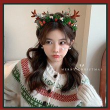 圣诞节创意鹿角毛绒发箍圣诞活动表演装扮发卡发饰儿童头箍小礼物