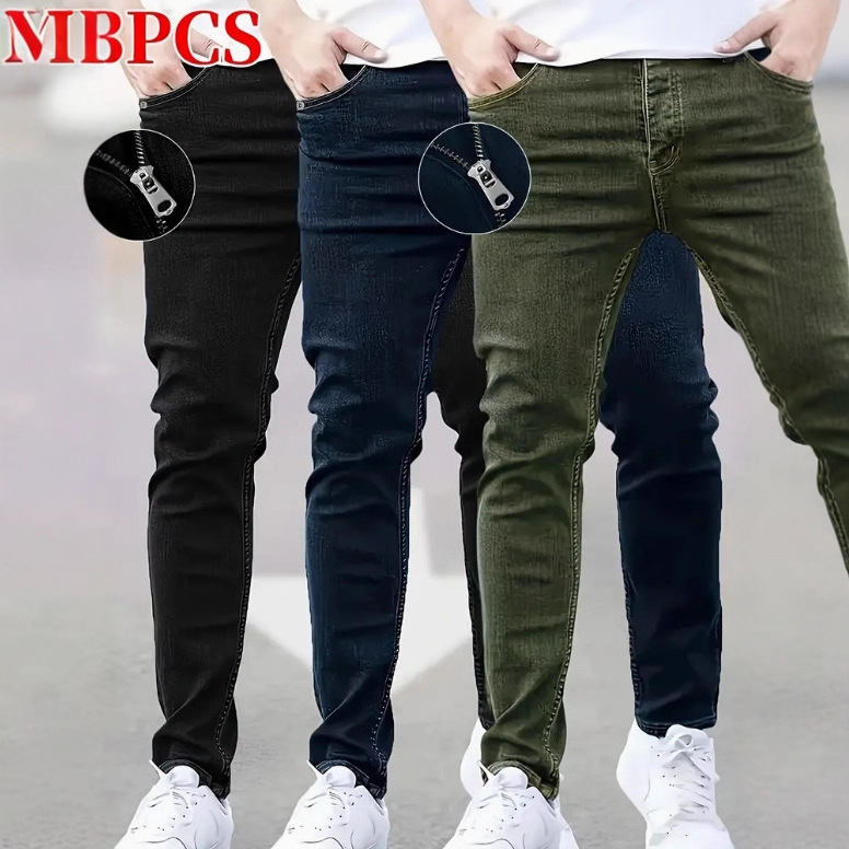 青年弹力男士3色雪花牛仔裤男浅蓝色修身小脚裤韩版男生长裤子潮