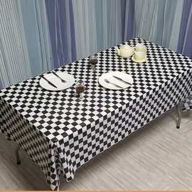 F1格 彩色赛车旗 黑白格台布 一次性加厚塑料红格桌布 圆点桌布