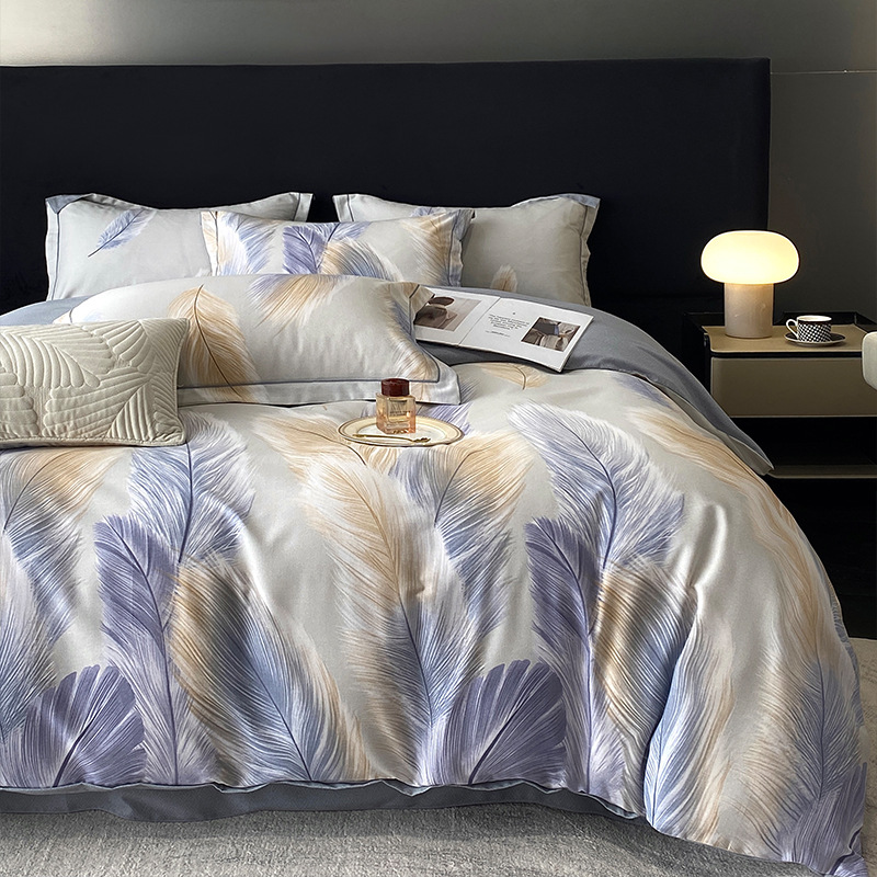 Nuevo juego de cuatro piezas de lana gruesa y cepillada, ropa de cama de edredón de impresión de lujo ligero para el hogar, ropa de cama de otoño e invierno al por mayor