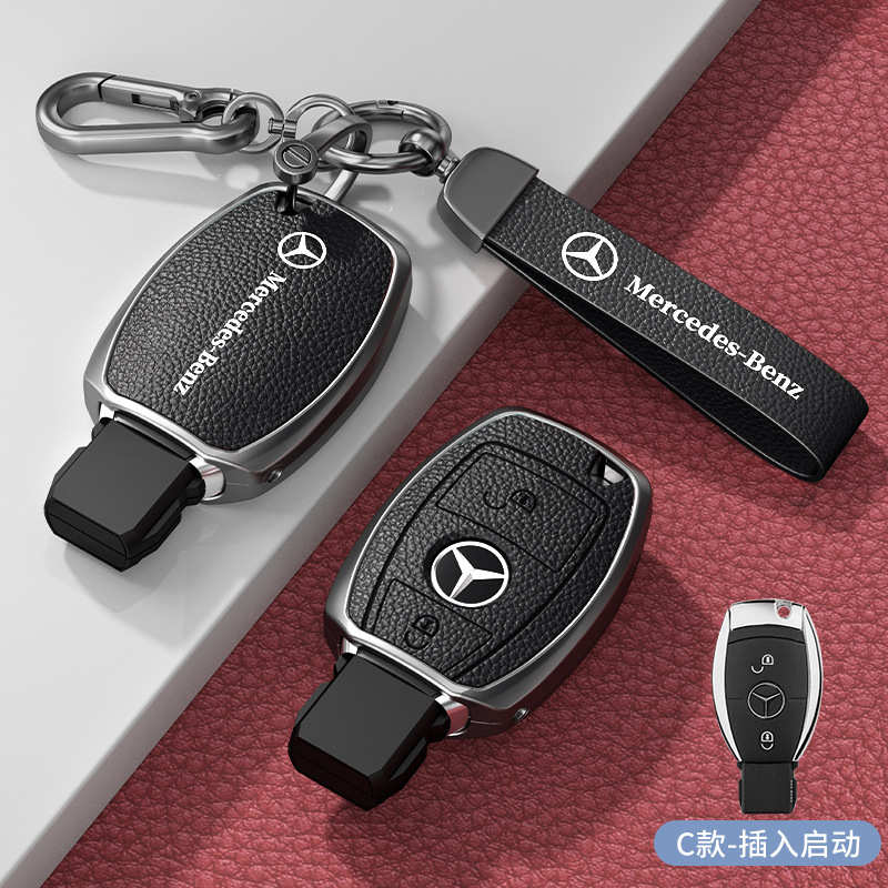 모델 C 삽입 2버튼, 고귀한 검정색 아연 합금 단일 쉘 + 하드웨어 핸드 스트랩