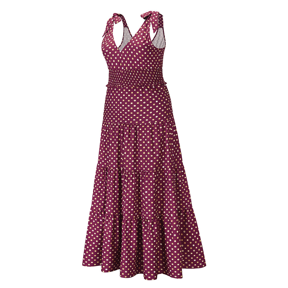 suspender V-neck polka dot slim large swing dress NSHYG118148