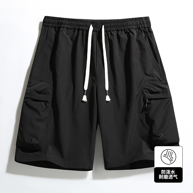 Cross-Border Casual Multi-Pocket Cargo Shorts Summer Loose Ice Silk Multi-Pocket Knee-Length Shorts Men's Running Wide-Leg Shorts
