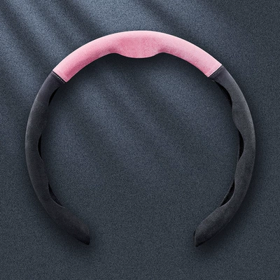 Steering wheel cover: Steering Wheel Cover, Universal Anti-Slip - 5d-color-matching-carbon-black-cherry-blossom-powder-38cm