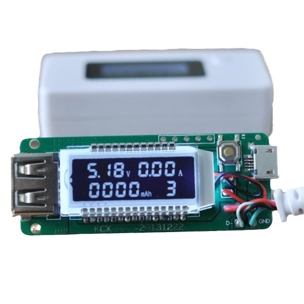 White -tailed LCD backlit LCD digital screen shows USB current meter…
