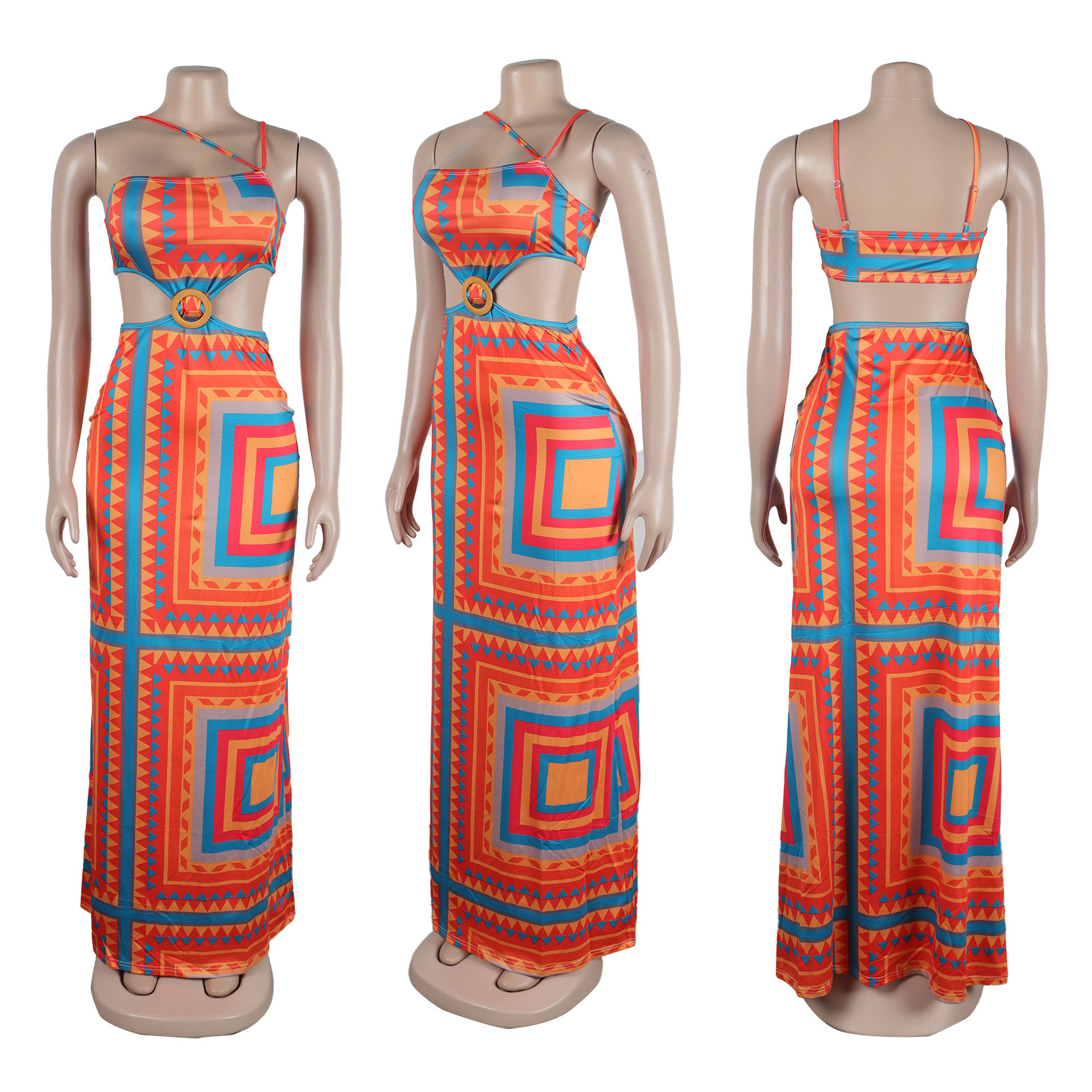 427g Weight Maxi Long Dress Dress Length Type Sleeveless Sleeve Length Two Piece Dress Dresses Type Polyester Fabric Type High Waist Waist Line Holiday Occasion Strap Neckline Slim Fit Type Color Block Pattern Summer Season Women's Gender Streetwear Style Wholesale Women's Streetwear Color Block Holiday Strap Sleeveless Two Piece Dress 16