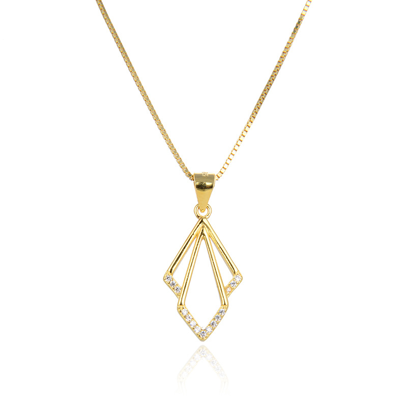 Cadena de clavícula elegante estilo japonés y coreano de las mujeres frescas s925 collar de diamantes de plata colgante de joyería elegante en forma de diamante