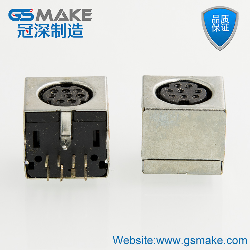 厂家S端子Video插座卧式全包八芯直插MINI 8芯带屏蔽90度DIN DS座