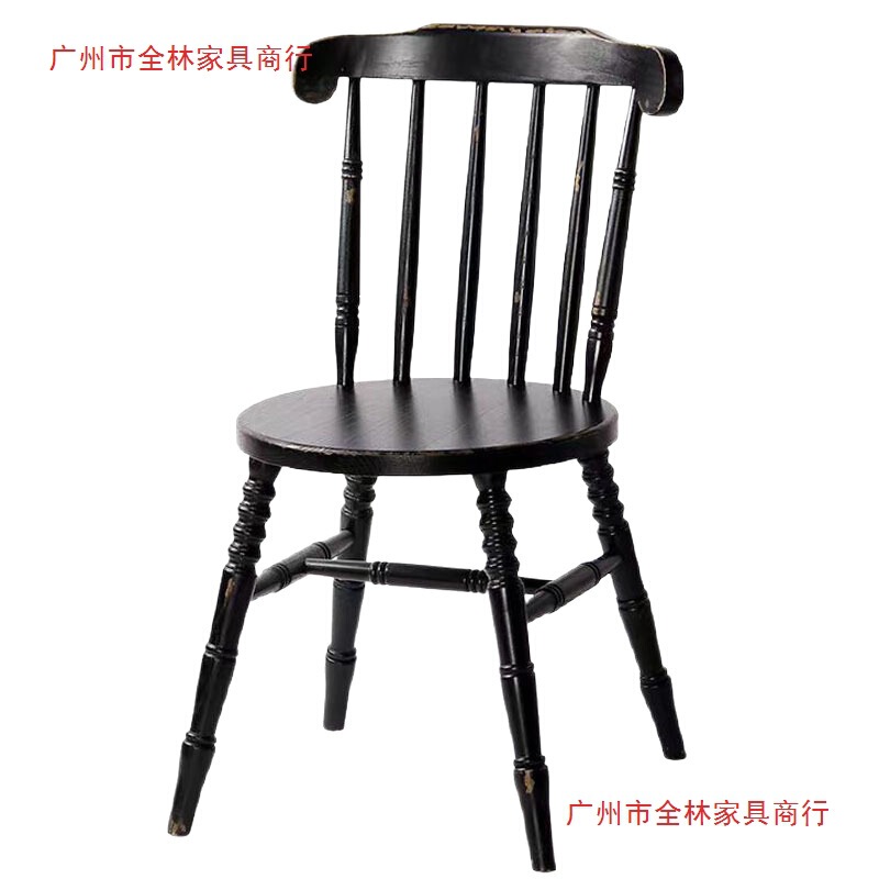 复古法式咖啡甜品奶茶店白茬实木椅家用中古靠背椅美式温莎餐桌椅|undefined