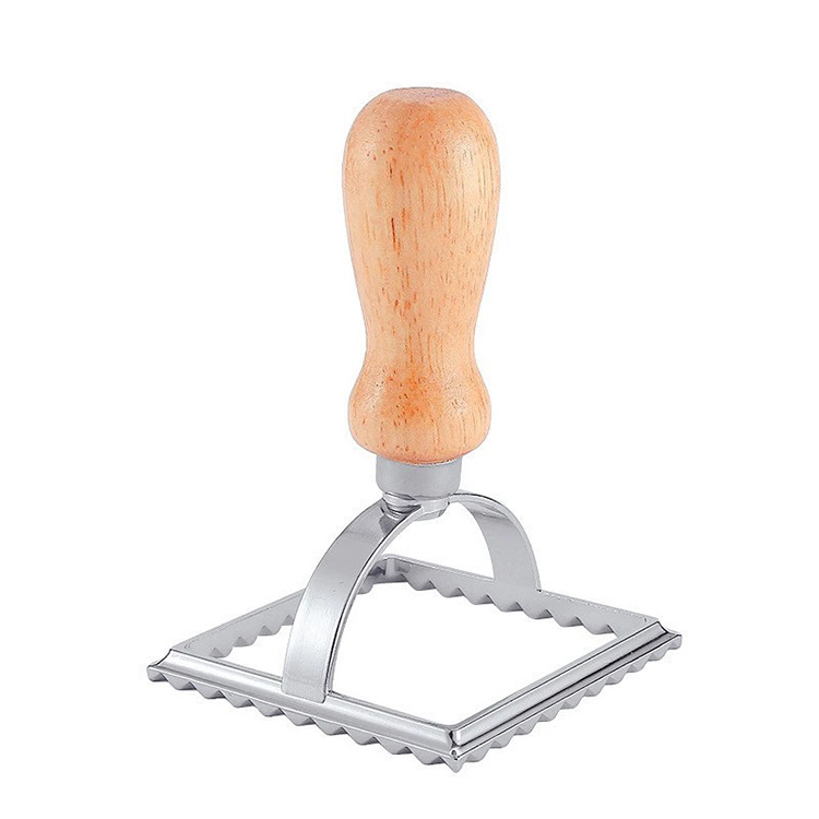 Dumpling encaje impresión aleación de zinc molde de galletas dumpling lado de la piel flor en relieve molde de galletas mango de madera rueda de cortador de pastel