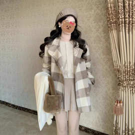 秋冬季2025新款双面羊毛呢大衣女装中长款小个子韩系羊绒毛呢外套