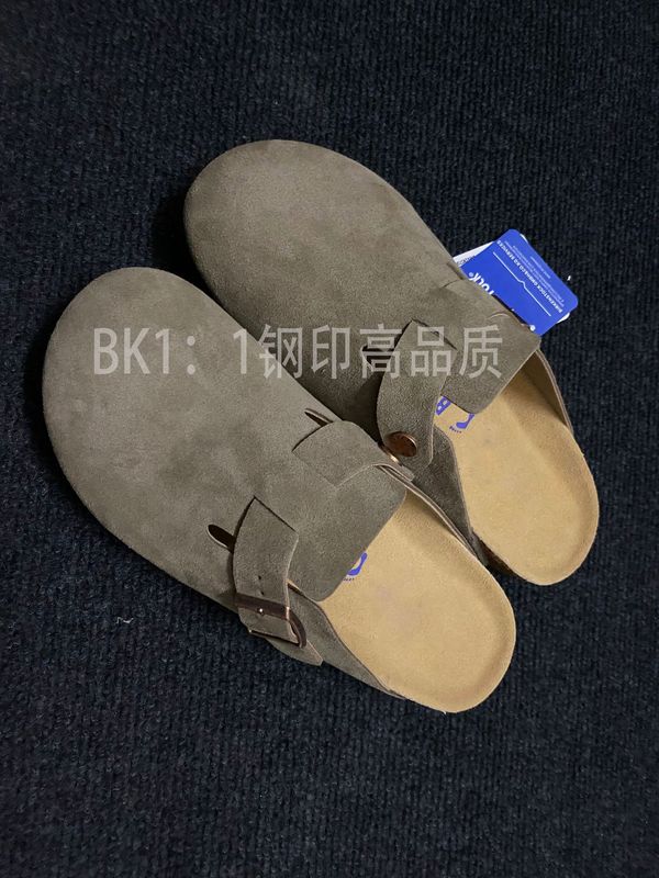 超级版本~勃肯鞋全牛皮2025男女同款真皮厚底懒人软木包头半拖鞋|undefined