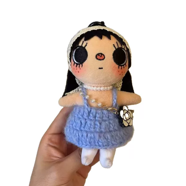 Cute Girl Little Jade Doll Dopamine Doll Bag Keychain Car Pendant Handmade Figurine Doll Gift