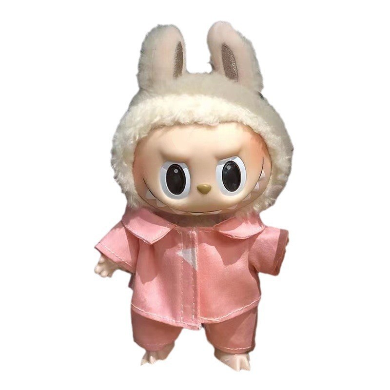 Caja ciega de 17cm, tela de tela, traje de mono de alce pequeño de terciopelo de nube, colgante de labubu, vestido de Navidad de cerdo